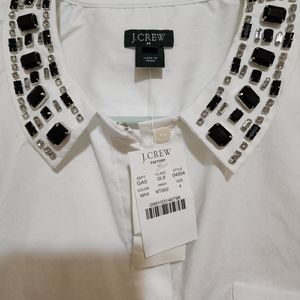 J. Crew short sleeve button-up shirt with embellished collar
